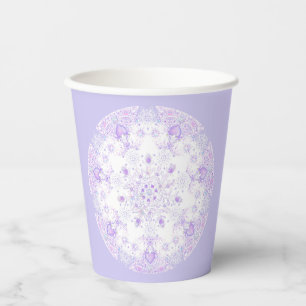 leichte lila Schneeflocke & glitzerndes Herz Pappbecher