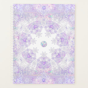 leichte lila Schneeflocke & glitzerndes Herz Planer