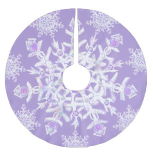 leichte lila Schneeflocke & glitzerndes Herz Polyester Weihnachtsbaumdecke