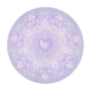 leichte lila Schneeflocke & glitzerndes Herz Schneidebrett