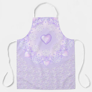 leichte lila Schneeflocke & glitzerndes Herz Schürze