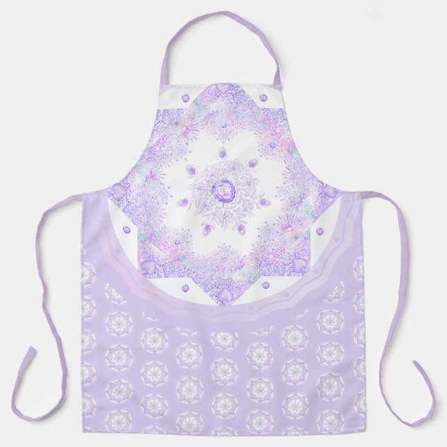 leichte lila Schneeflocke & glitzerndes Herz Schürze (Vorderseite)