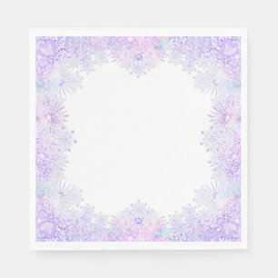 leichte lila Schneeflocke & glitzerndes Herz Serviette