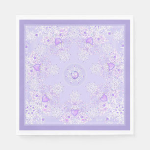 leichte lila Schneeflocke & glitzerndes Herz Serviette