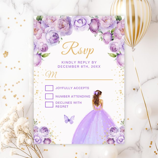 Leichte Lila und goldbraune Haardrucker RSVP Karte (Von Creator hochgeladen)