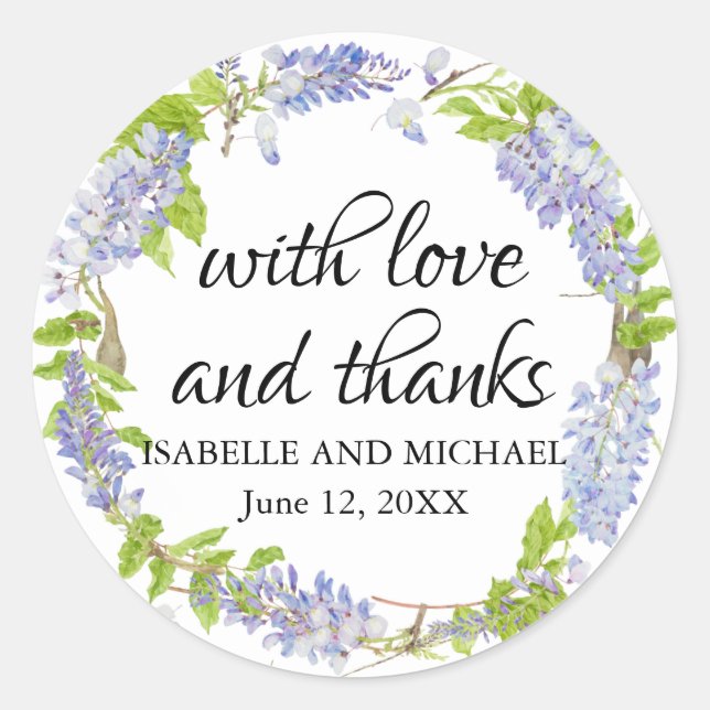 Leichte Lila Wisteria Gastgeschenk Hochzeit Runder Aufkleber (Vorderseite)