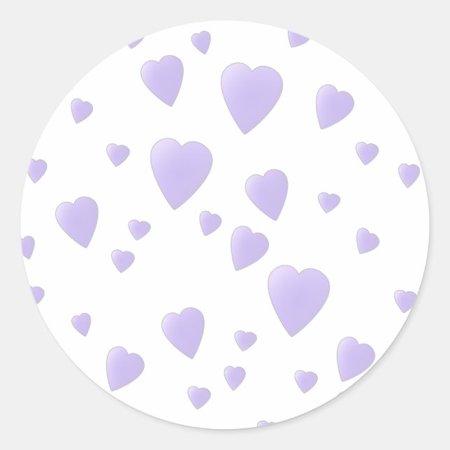 Leichte Lilac- und Weiße Liebe Herzmuster. Runder Aufkleber (Vorderseite)