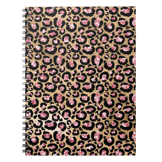 Leichte rosa Foil- & Gold-Glam Glitzer Leopard Spo Notizblock (Vorderseite)