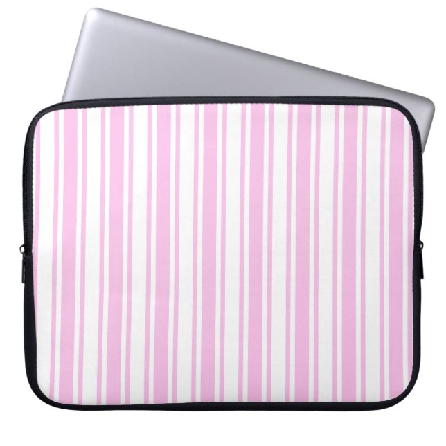 Leichte, rosa und weiße Streifen aus Süßigkeiten Laptopschutzhülle (Vorderseite)