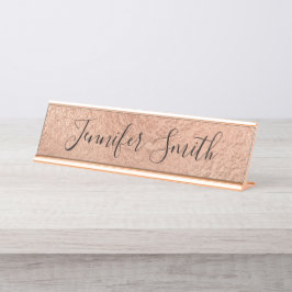 Leichte Rose Gold Imitate Forelle Textur Schreibtischnamensplakette