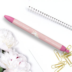 Leichte Rose Rosa Weißes magisches Einhorn Kugelschreiber