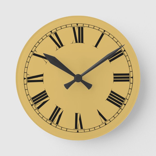 Leichte Senf Gelbe Farbe Runde Wanduhr (Vorderseite)