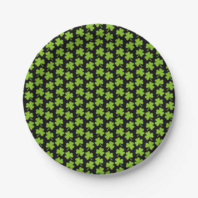 Leichte Shamrocks Schwarz Pappteller (Vorderseite)
