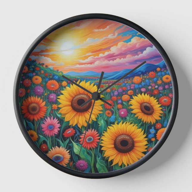 Leichte Sonnenblumen Uhr (Vorderseite)