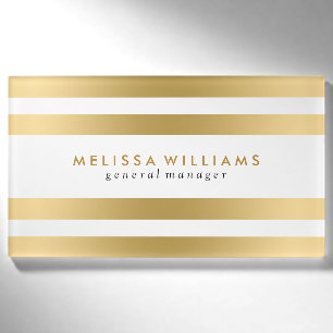 Leichte Streifen aus Gold und Weiß Modernes Design Namenschild