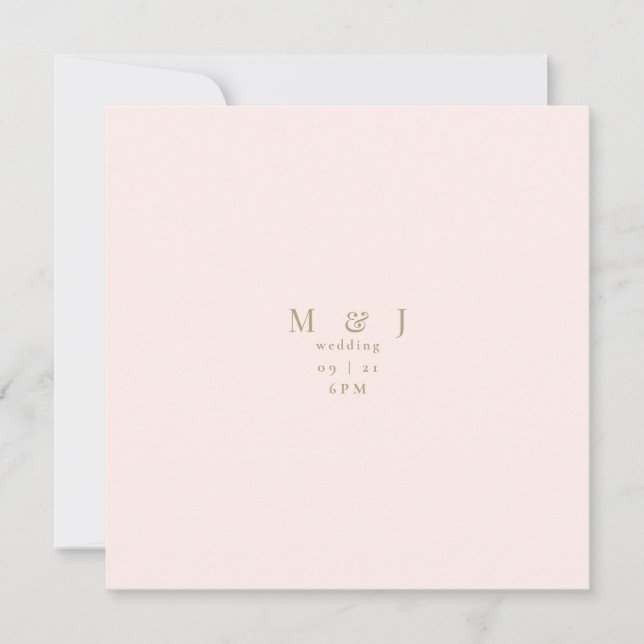 Leichte und einfache Hochzeit am modernen Blush Sq Einladung (Vorderseite)