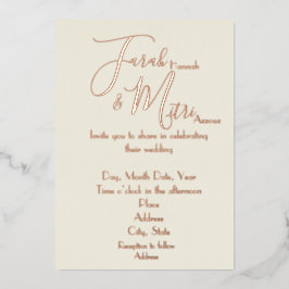 Leichte und luftige Rose Gold Foil Hochzeit Einlad Folieneinladung