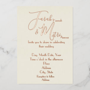 Leichte und luftige Rose Gold Foil Hochzeit Einlad Folieneinladung