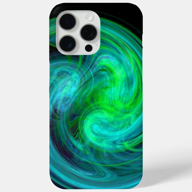 LEICHTE VORTEX,Abstrakt blaugrüne Fraktal-Waves iPhone 15 Pro Max Hülle (Rückseite)