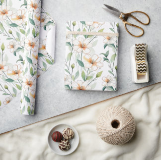 Leichte Weiße Blumen Muster Frühlingsblumen Wiese Geschenkpapier