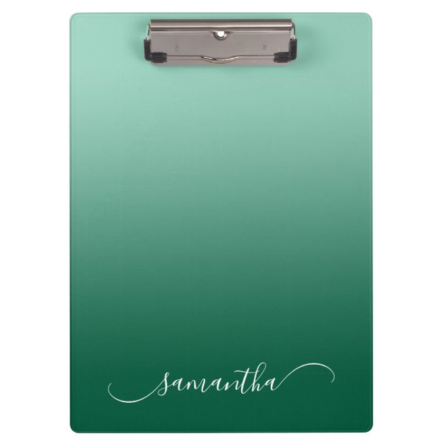 Leichter Aquamariner Hunter Green Ombre Kurve Swas Klemmbrett (Vorderseite)