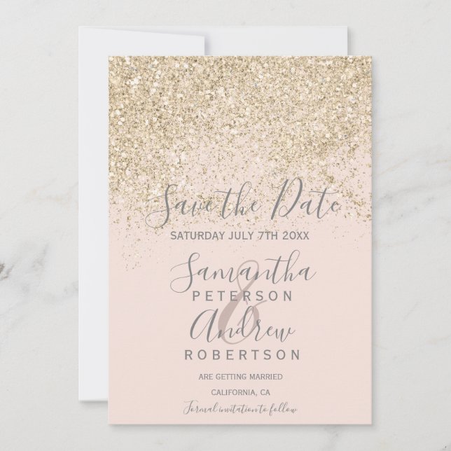 leichter Glitzer-Rost Save the Date Hochzeit (Vorderseite)