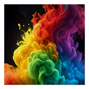Leichter Regenbogenfarbenrauchwolke schwarzer Hint Poster