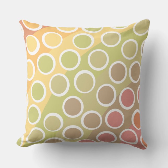 Leichter Retro-Regenbogen mit Big Polka Dock Throw Kissen (Vorderseite)