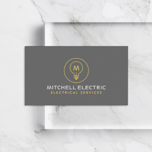 LEICHTES BULB-MONOGRAMM-LOGO für ELEKTRIZITÄTEN Visitenkarte