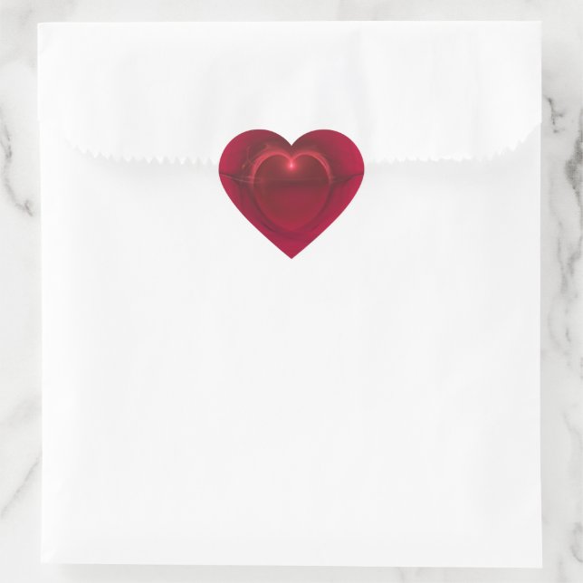 Leichtes Herz über rotem Hintergrund Herz-Aufkleber (Tasche)