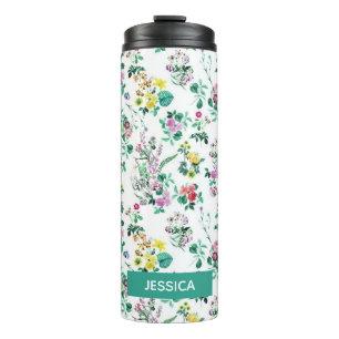 Leichtes hübsches Sommer-Blumenmuster personalisie Thermosbecher