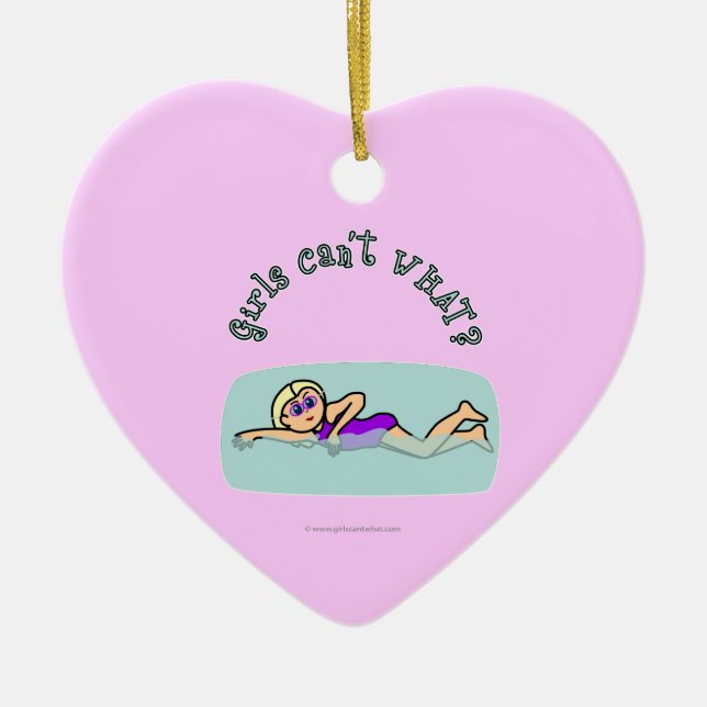 Leichtes Mädchen schwimmen Keramikornament (Vorne)