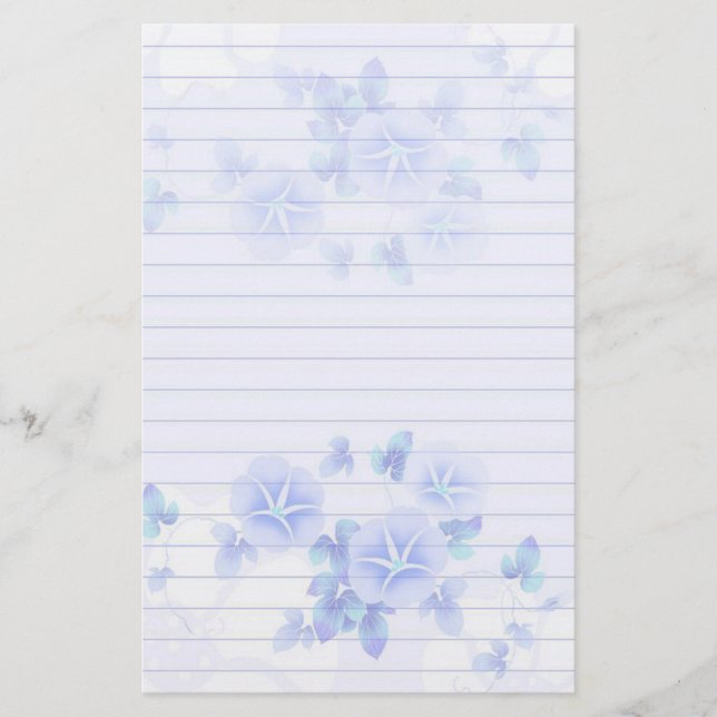 Leichtes Papier mit Hübschen blauen Blumen (Vorderseite)