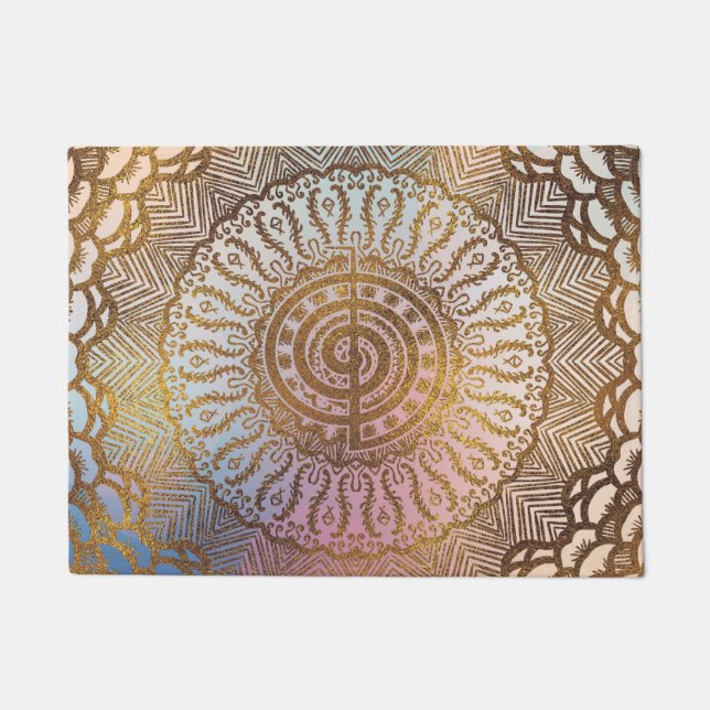 Leichtes Pastell und GoldChoku Rei Symbol in der Fußmatte (Vorderseite)