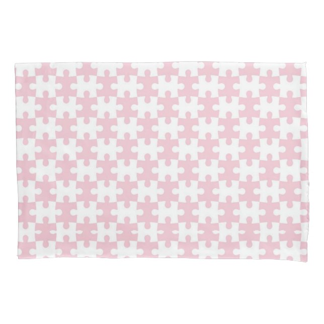 Leichtes Pink und weißes Puzzle-Muster Kissenbezug (Vorderseite)