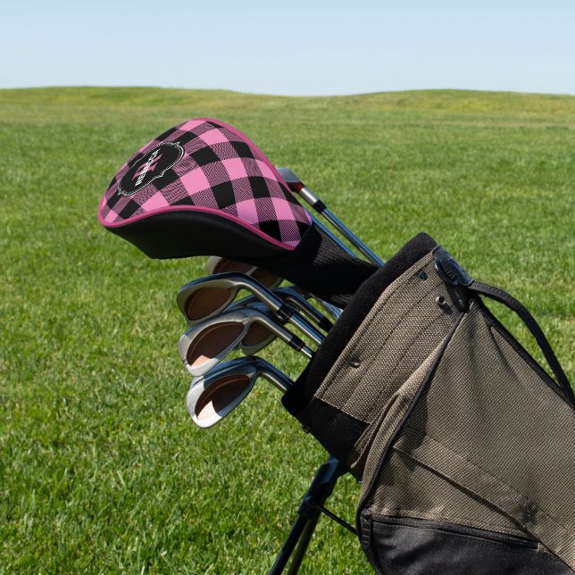 Leichtes Rosa und Kariertes Büffel Golf Headcover (In SItu)