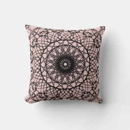 Leichtes Rosa und schwarzes Mandala-Kissen Kissen
