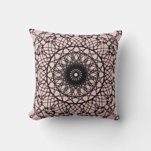 Leichtes Rosa und schwarzes Mandala-Kissen Kissen