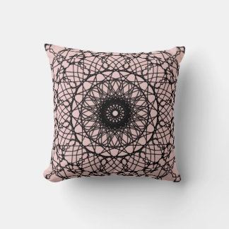 Leichtes Rosa und schwarzes Mandala-Kissen Kissen