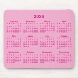 Leichtes und heißes Rosa 2026 Kalender Mousepad