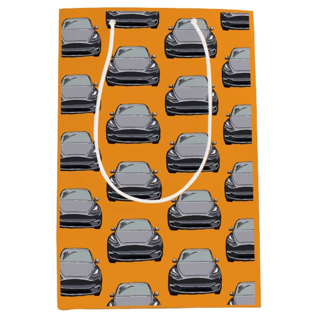 Leichtgrauer Elektrofahrzeug SUV Orange Mittlere Geschenktüte (Vorderseite)