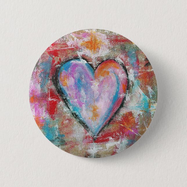 Leichtsinniges Herz-abstrakte Kunst, die rosarotes Button (Vorderseite)