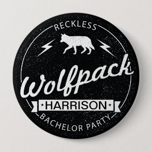 Leichtsinniges Wolfpack Junggeselle-Party pflegt Button