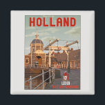 Leiden - Morspoortbrug Magnet<br><div class="desc">Aussicht auf die Morspoort-Brücke und das Stadttor im Zentrum von Leiden,  Südholland,  Niederlande</div>