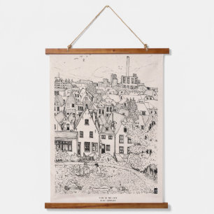 Leiden South Holland Niederlande Pen Ink Zeichnend Wandteppich Mit Holzrahmen