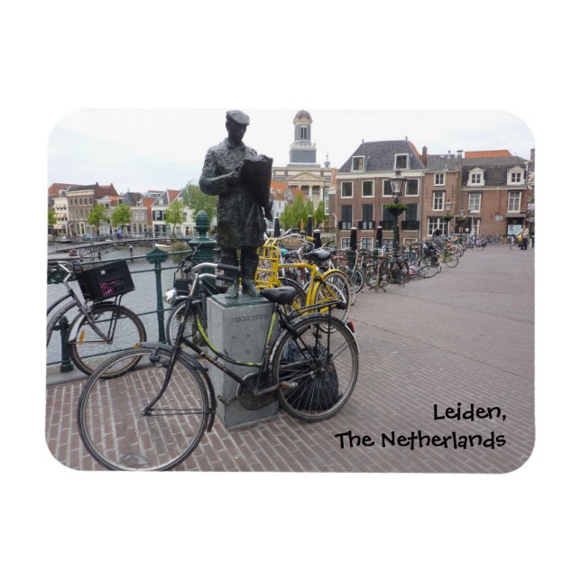 Leiden (Statue & Fahrräder) Magnet (Horizontal)