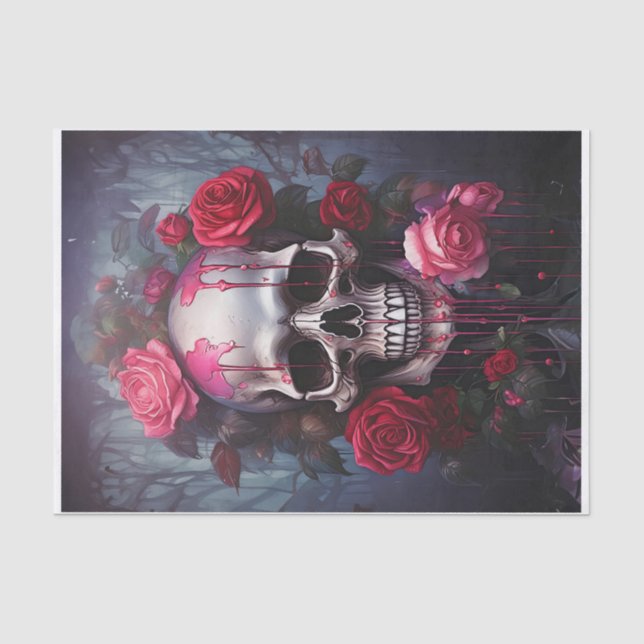 Leidenschaft Blume, die Tränen, Goth Skull und Ros Seidenpapier (Vorderseite)