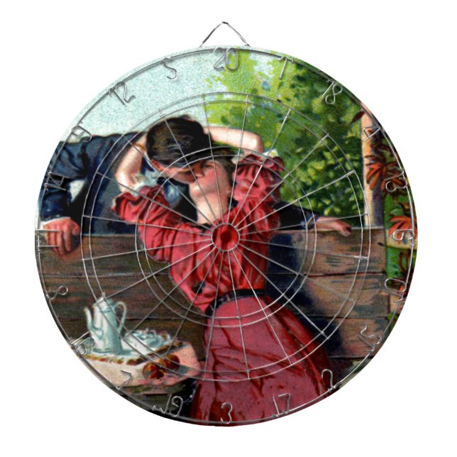 Leidenschaftliche Liebhaber Kiss Vintage Image Dar Dartscheibe (vorne)