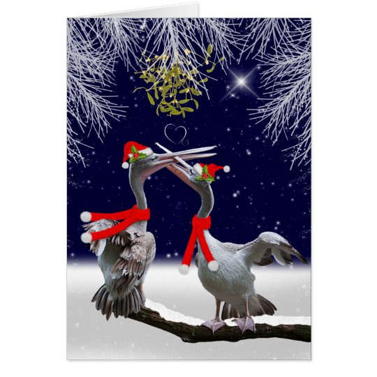Leidenschaftliche Pelikan-Weihnachtskarte Karte