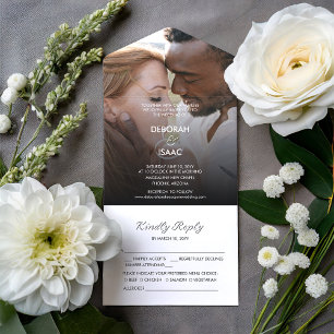 Leidenschaftliche Romanze Foto Hochzeit All In One Einladung